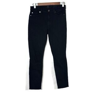 7 For All Mankind Jeans Women's 27(28) Black Skinny Mid-Rise Guenevera Dark Wash